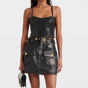 Balmain Leather Bustier Top